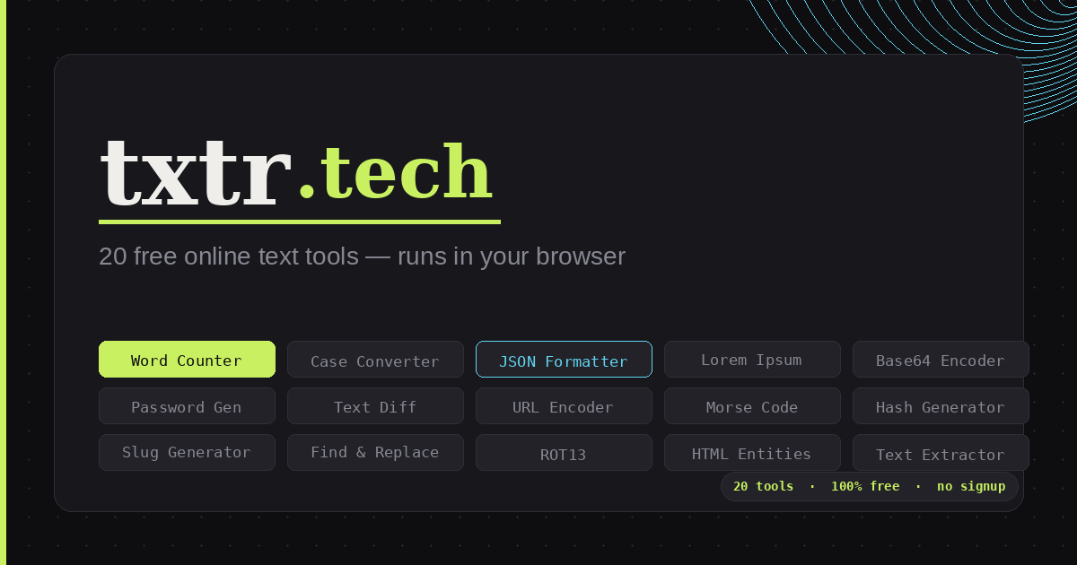 A Text Utility TextTools β 20 Free Online Text Utilities